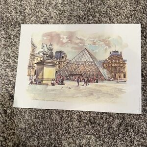 Louvre Pyramid Art Print, hand-painted, from Paris